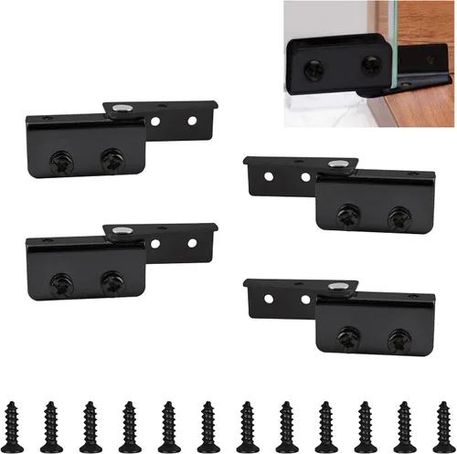Bisagra de puerta de vidrio de gabinete de acero inoxidable negro, bisagras de pivote montadas en el lado 4pcs, ajustable, antideslizante, capacidad