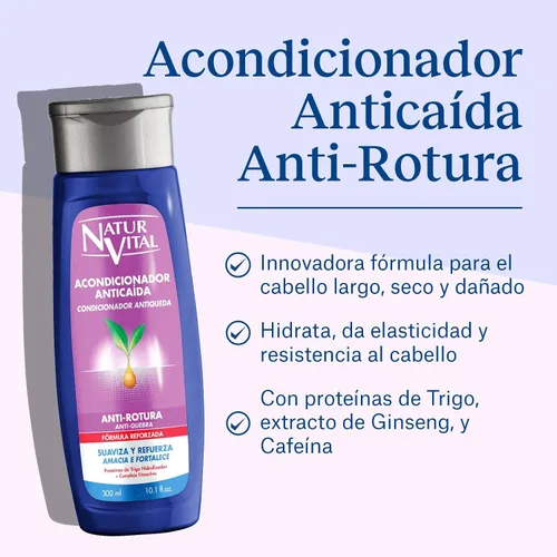 Miniatura 2 de NaturVital Acondicionador de proteínas de trigo hidrolizadas antiroturas unisex para cabello natural SOS, fórmula revitalizante y fortificante
