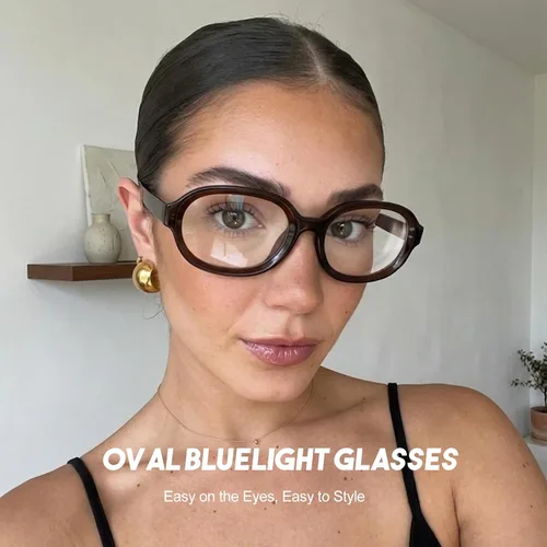 Miniatura 2 de Dollger Lentes ovalados de luz azul para mujeres y hombres, de gran tamaño, lindos retro de los años 90, grandes y elegantes con bloqueo de luz