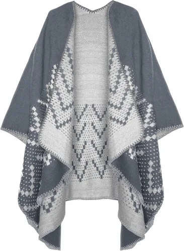 Miniatura 46 de Urban CoCo Poncho de colores para mujer, chal con frente abierto, color en bloques