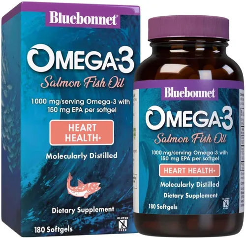 BlueBonnet Omega 3 1000 mg Aceite de salmón EPA DHA ácidos grasos esenciales – Suplemento de salud cardíaca para mujeres y hombres – Molecularmente