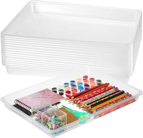 Maitys Paquete de 15 bandejas de arte de plástico de 12 x 16 pulgadas, bandejas sensoriales para proyectos de bricolaje, pintura, cuentas, joyería,