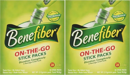 Benefiber Stick Pack suplemento de fibra, sin sabor, se disuelve completamente 0.14 onzas (0.14 onzas), paquete de 2 unidades en total 56 palitos
