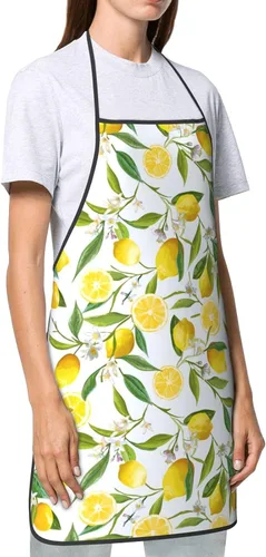 Miniatura 3 de Delantal ajustable impermeable para hombres y mujeres, cocina, hornear, jardinería, trabajo, babero Limón