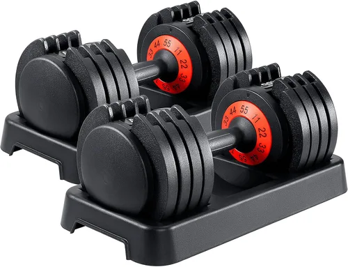 Miniatura 10 de AOTOB Adjustable Dumbbell Set 25/55 Lbs (Pair), Fast Weight Adjustment with Anti-Slip Turning Handle, Space-Saving for Home Gym, Strength Training