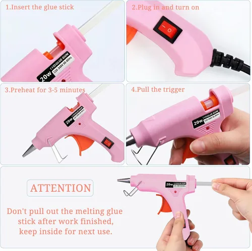 Miniatura 3 de Mini pistola de pegamento caliente, paquete de 8 pistolas de pegamento caliente para manualidades con 40 varillas, pistola de pegamento derretida