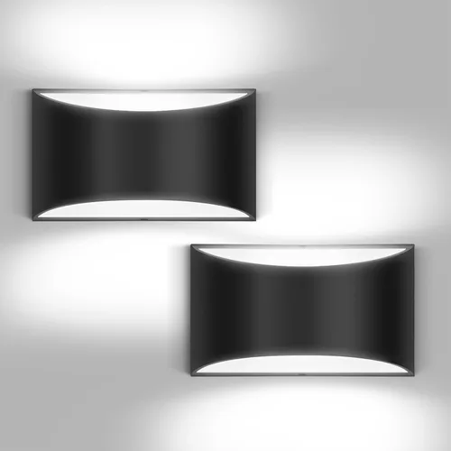 Miniatura 19 de Juego de 2 apliques de pared LED modernos negros con cable para interiores, luces de montaje en pared arriba y abajo, para sala de estar