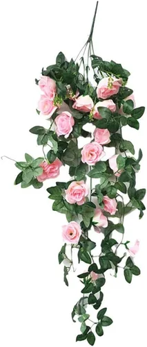 Miniatura 7 de Flores artificiales colgantes de vid de 31.5 pulgadas, planta colgante falsa, flores de rosas de seda, flor sintética para jardín al aire libre