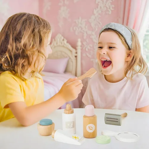 Miniatura 3 de Juego de juguetes de maquillaje de madera, juguetes de simulación de belleza, cuidado de la piel, juguetes preescolares para niños pequeños