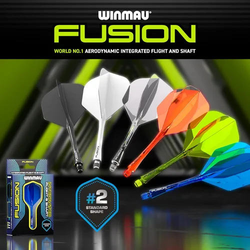 Miniatura 6 de Dardos Winmau Fusion Sistema Integrado de Vuelo y Eje - Forma y Diseño No.2 - Disponible en Corto, Intermedio y Mediano - Claro, Rojo y Morado