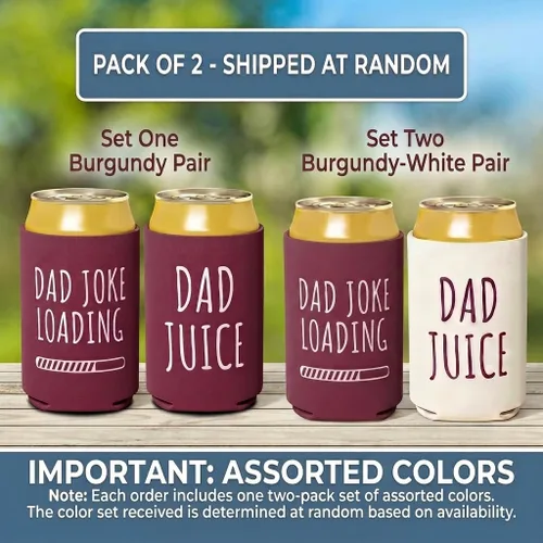 Miniatura 2 de Divertido soporte plegable de neopreno para cerveza, 2 unidades. Fundas para bebidas novedosas para latas con citas mordazas, jugo de papá, carga