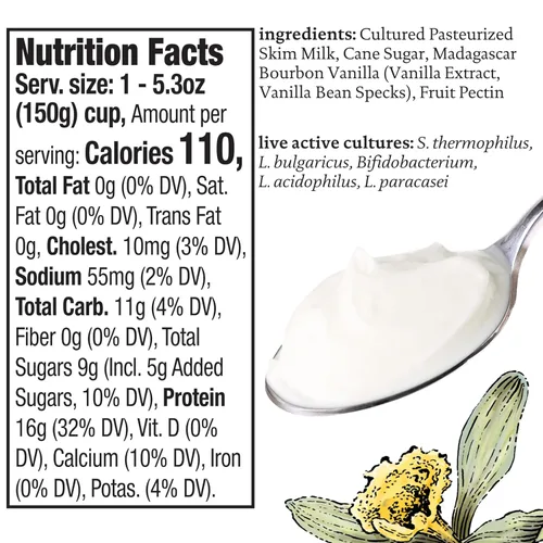 Miniatura 2 de siggi’s® Yogur escabechado islandés sin grasa, Vainilla, 5.3 oz. Vaso de porción única – Yogur espeso y rico en proteínas