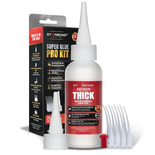 Starbond Kit Pro de Pegamento Super Grueso (59 ml) – Adhesivo CA (Adhesivo de Cianoacrilato) para Rellenar Espacios – con Tapa Resistente a