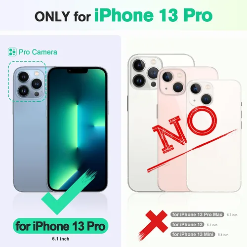 Miniatura 2 de TUCCH Funda tipo cartera para iPhone 13 Pro, tarjetero con bloqueo RFID, soporte magnético de piel sintética, funda protectora de poliuretano Negro
