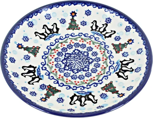 Miniatura 24 de Platos de postre amarillos Alyssa de cerámica polaca de Blue Rose - Diámetro de 7.5" - Hermoso plato para pastel, aperitivos o bocadillos