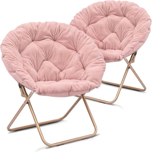 Miniatura 23 de Cómoda silla con platillo, silla de sala de estar, silla plegable acolchada suave de piel sintética, cómoda silla cuadrada de luna para sala