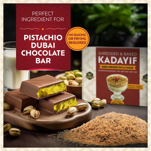Miniatura 5 de Eastanbul Kataifi horneado y rallado para chocolate de Dubai, masa de pastelería Kadayif para pudín de leche, gránulos tostados Katifi Muhallebi