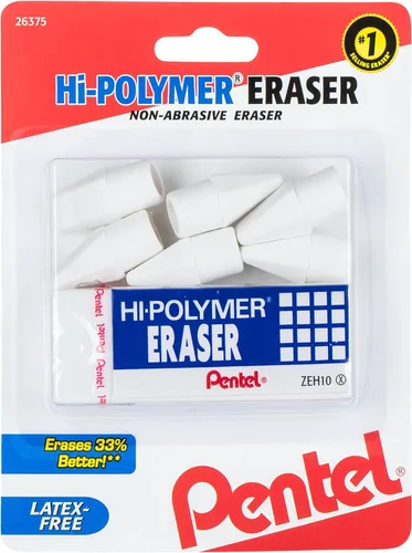 Miniatura 7 de Pentel Arts - Borradores de tapa blanca de alto polímero, paquete de 10 (ZEH02PABP10)