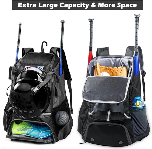 Miniatura 4 de Mochila de béisbol para jóvenes, niños, adultos, bolsa de equipo de bate y sóftbol con soporte para guantes, casco, compartimento para zapatos