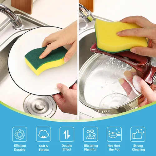 Miniatura 3 de AIDEA Esponjas de cocina, paquete de 50 esponjas de platos resistentes, esponja de limpieza para el hogar y la cocina, suministros de limpieza sin