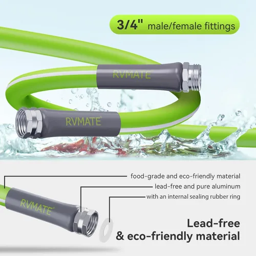Miniatura 2 de RVMATE Manguera de agua para autocaravana de 15 pies, 5/8 pulgadas de diámetro interior, manguera de agua potable sin plomo, sin fugas, manguera
