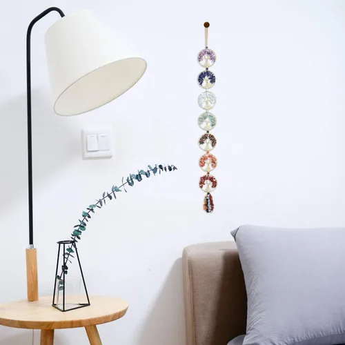 Miniatura 3 de Jovivi Árbol de la vida, piedras de chakras, cristales curativos, adorno colgante de 7 chakras, adorno de pared de meditación, adorno colgante