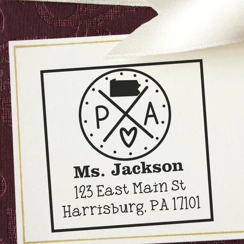Miniatura 51 de Sello entintado moderno con nombre y dirección del estado de Alabama – Sello de dirección de devolución personalizado para invitaciones de despedida