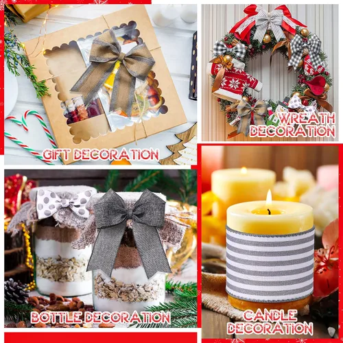 Miniatura 4 de Canlierr 6 rollos de cinta con alambre de granja de 2.5 pulgadas, de 30 yardas, bastón de caramelo a rayas de lunares, a cuadros, para manualidades