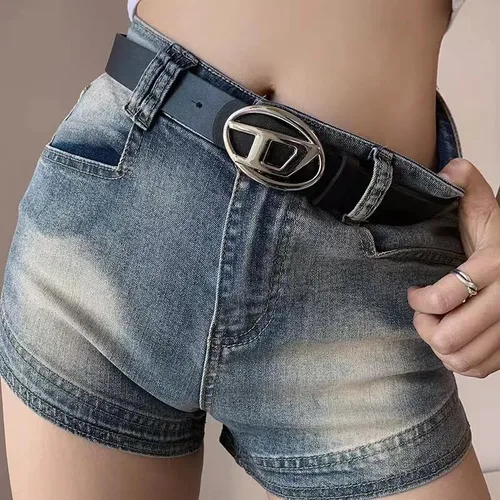 Miniatura 7 de Batufary Cinturón decorativo de piel sintética para mujer, Y2K, retro, letra D, ovalada, punk, rock, metal, hebilla a presión, cintura vaquera a