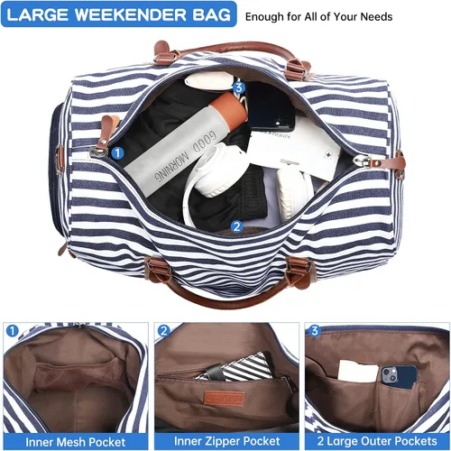 Miniatura 4 de Oflamn Bolsa de fin de semana para mujer, bolsa de lona para la noche, bolsa de viaje grande, bolsa de viaje con compartimento para zapatos, juego