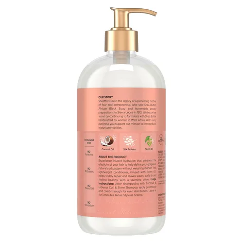 Miniatura 2 de Acondicionador para rizos y brillo Shea Moisture con coco e hibisco, para cabello grueso y rizado, para hidratar y suavizar, 24 fl oz