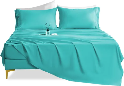Miniatura 46 de CozySmile Juego de sábanas transpirables y refrescantes, sábanas de lujo de 4 piezas con bolsillo profundo para cama de tamaño matrimonial, se Beige