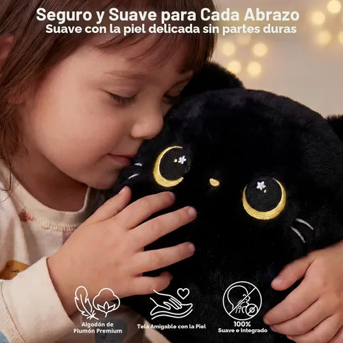 Miniatura 6 de Mewaii Linda Almohada de Felpa de Gato Negro, Peluches Kawaii de Animales de Peluche de Gato Negro, Peluches Suaves, Almohada de Felpa para Abrazar
