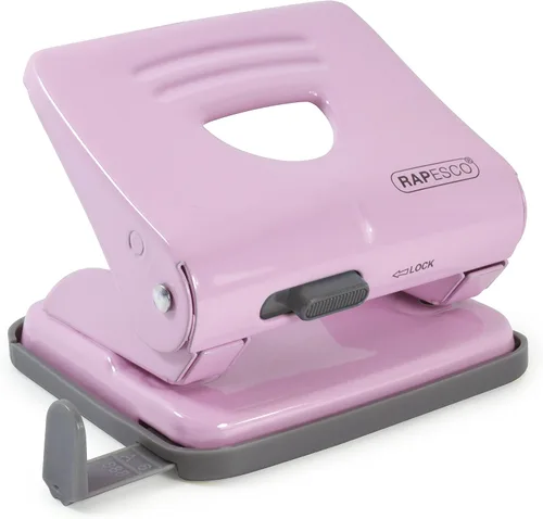 Miniatura 5 de Rapesco 1030 Punzón de metal de 2 agujeros, capacidad para 25 hojas, color negro