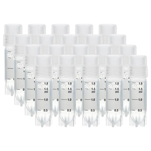 Miniatura 46 de Cryoviales de 0.0 fl oz, 25Pcs Cryotubes con código de barras lateral, frascos de esterilización con rosca externa, tubos de muestra con tapas Azul