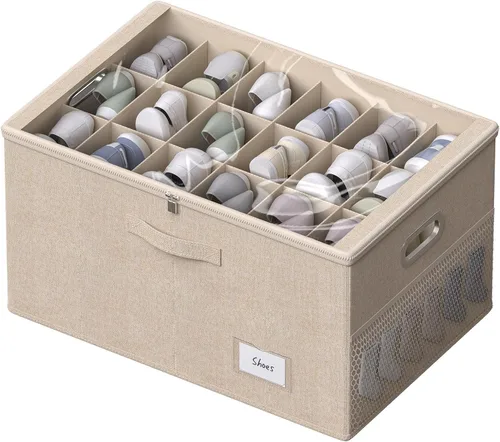 Miniatura 10 de Organizador de zapatos para armario, cajas grandes de almacenamiento con ventana transparente, contenedor de zapatos que ahorra espacio con soporte