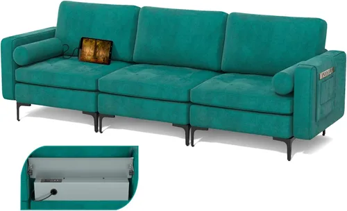Miniatura 36 de Giantex Sofá individual, silla decorativa, sillón con cojín cómodo, bolsillos para revistas, sala de estar, silla de ocio tapizada para dormitorio