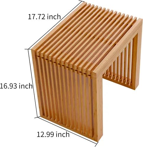Miniatura 3 de APRTAT Banco de comedor de bambú para interiores, banco pequeño de entrada, zapatero, bancos de madera modernos para exteriores, de 17 pulgadas