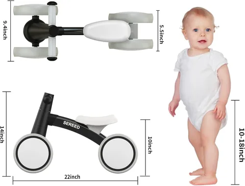 Miniatura 3 de SEREED - Bicicleta de equilibrio para bebés de 1 año, niños y niñas de 12 a 24 meses, primera bicicleta para niños de 4 ruedas, regalos de primer