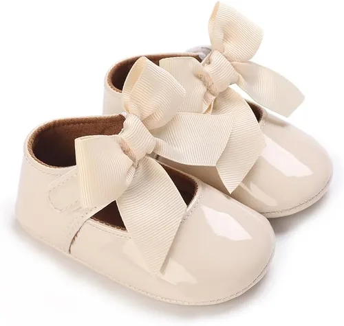 Miniatura 5 de LAFEGEN Zapatos planos Mary Jane para bebés y niñas con Bownot, suela suave, suela suave, piel sintética, recién nacidos, para primeros pasos