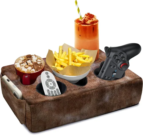 Miniatura 17 de Cojín Portavasos para Sofá Cama, Portabebidas Nisdoing de 5 Orificios para Sofá ¡Mantén las Bebidas al Alcance y Conserva la Temperatura, Evita Negro