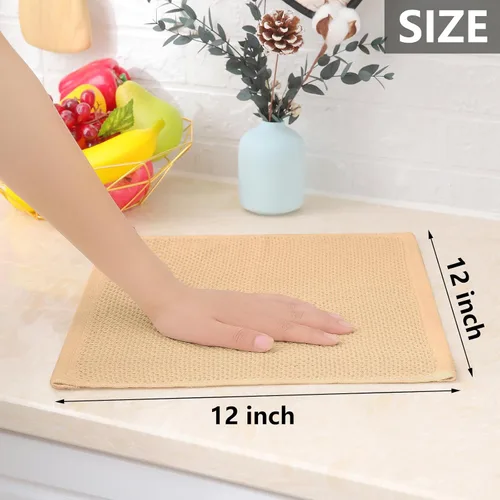 Miniatura 5 de Homaxy Paños de cocina de 100% algodón con tejido de gofre, ultra suaves, absorbentes, de secado rápido, 12 x 12 pulgadas, paquete de 6, albaricoque