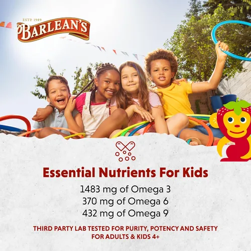 Miniatura 6 de Barlean's Omega Pals Sensational Straw-Nana saborizado Omega-3 para niños, delicioso suplemento de aceite de pescado líquido para niños con 1,483 mg
