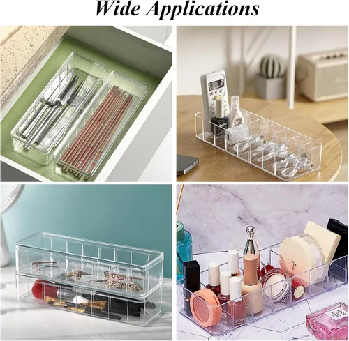 Miniatura 7 de YAYODS Paquete de 4 cajas organizadoras de cables con tapa, caja organizadora de cables transparente con 40 bridas de alambre, organizador