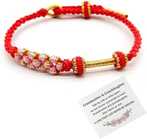 Miniatura 7 de Pulsera de nudo de cereza con texto en inglés «To My Granddaughter A Link That Can Never Be Undone», pulsera para nieta de la abuela, ajustable