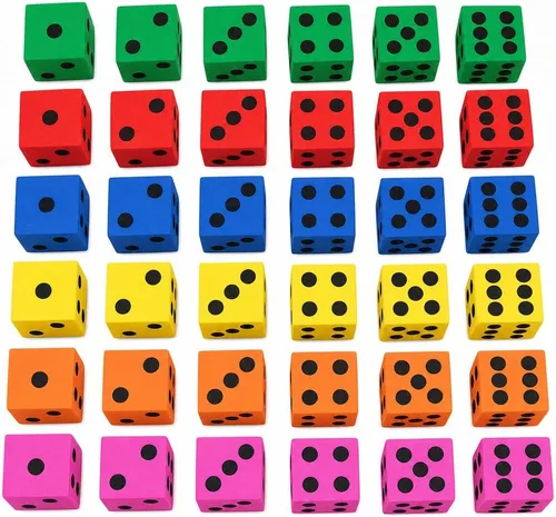 Miniatura 8 de Juego de 24 dados de espuma, 1.5 pulgadas, grandes, suaves y coloridos, para niños, no tóxicos, de gran tamaño para matemáticas en el aula