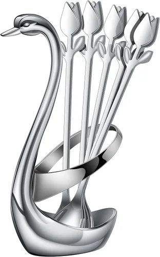 Miniatura 15 de Juego de Soporte para Cucharas de Café Pequeñas Dorado, Base de Cisne con Juego de 12 Cucharas Demitasse para Espresso, Cuchara de Postre Mini