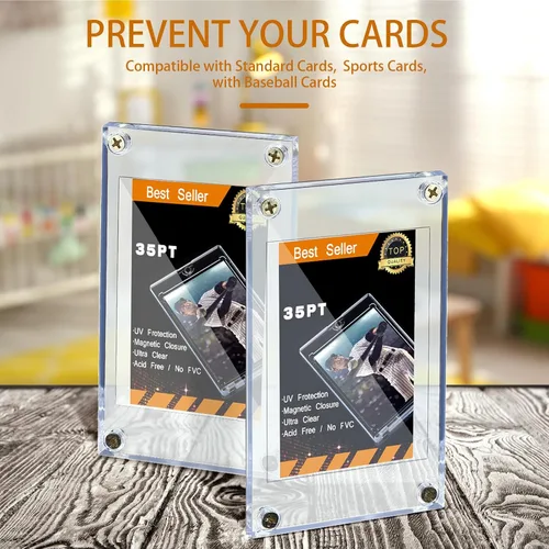 Miniatura 6 de Jetec 10 piezas de protector de tarjeta de béisbol tornillo titular de 35 puntos acrílico transparente protector de pantalla para béisbol, fútbol