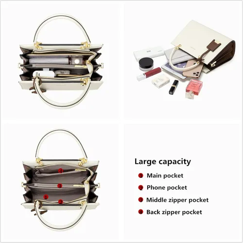 Miniatura 5 de Cnoles Bolsos de mano para mujer, de gran capacidad, bolso de hombro con asa para mujer