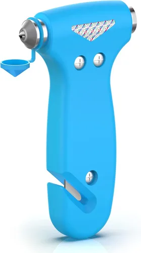 THINKWORK Martillo de seguridad para el automóvil para regalos de adolescentes y hombres, herramienta de escape de emergencia tres en uno azul con